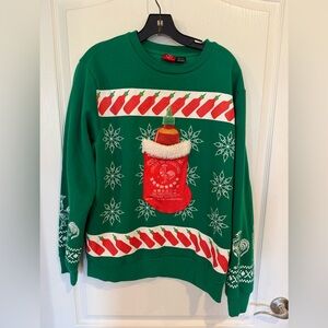 Siracha Hot Sauce Men's "Ugly Christmas Sweatshirt" Holiday Sweater Medium